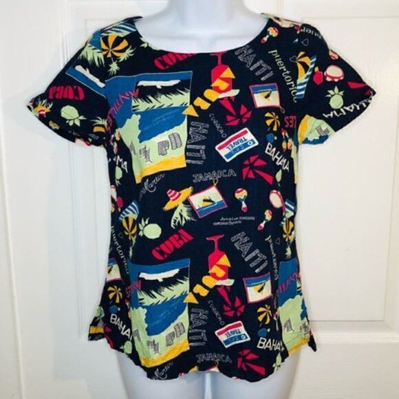 Modcloth Delightful Demeanor Short Sleeve Blouse Linen Navy Blue XS - Picture 6 of 13